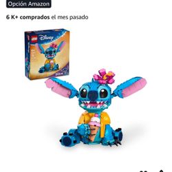 LEGO Kit de construcción de juguete de Disney Stitch, juguete de Disney para niños de 9 años, figura para construir con cono de helado, divertido rega