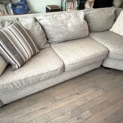 2 Piece Gray Modular Couch w/  Chaise + 4 Decorative Pillows