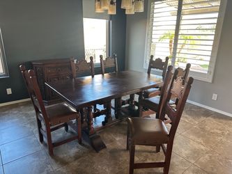 Dark Wood Dining Table with 6 Chairs