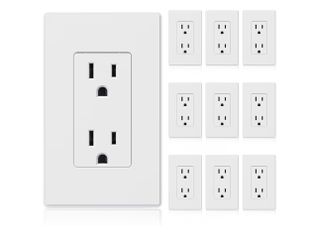 10 ELEGRP USB Outlets, 15 Amp Wall Outlet with USB Ports, 21W USB Outlets Receptacles with Type A & Type C Ports, Tamper Resistant Receptacle, Wall Pl
