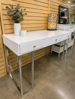✨ Modern White & Chrome Desk / Vanity