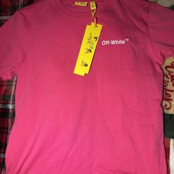 Off-White Kids Pink With  White  Logo T-Shirt Size 14 Youth L Designer Tee