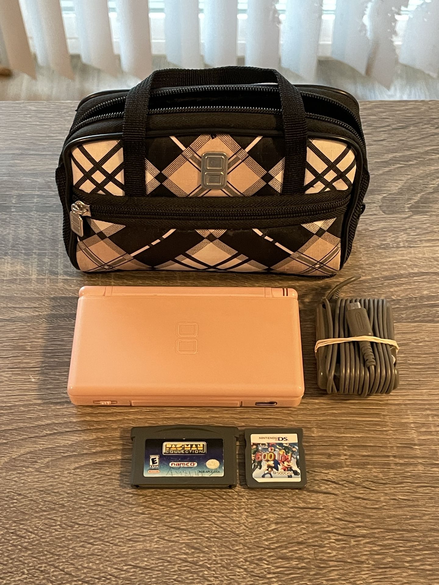 Nintendo DS Lite -001, Perfect Condition/Like New All Original Parts, Charger, Case, 500 in 1 Game + Pac-Man, $80