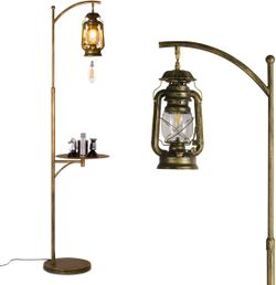 Adjustable Floor Lamps with Tray Lantern Tall Standing lamp