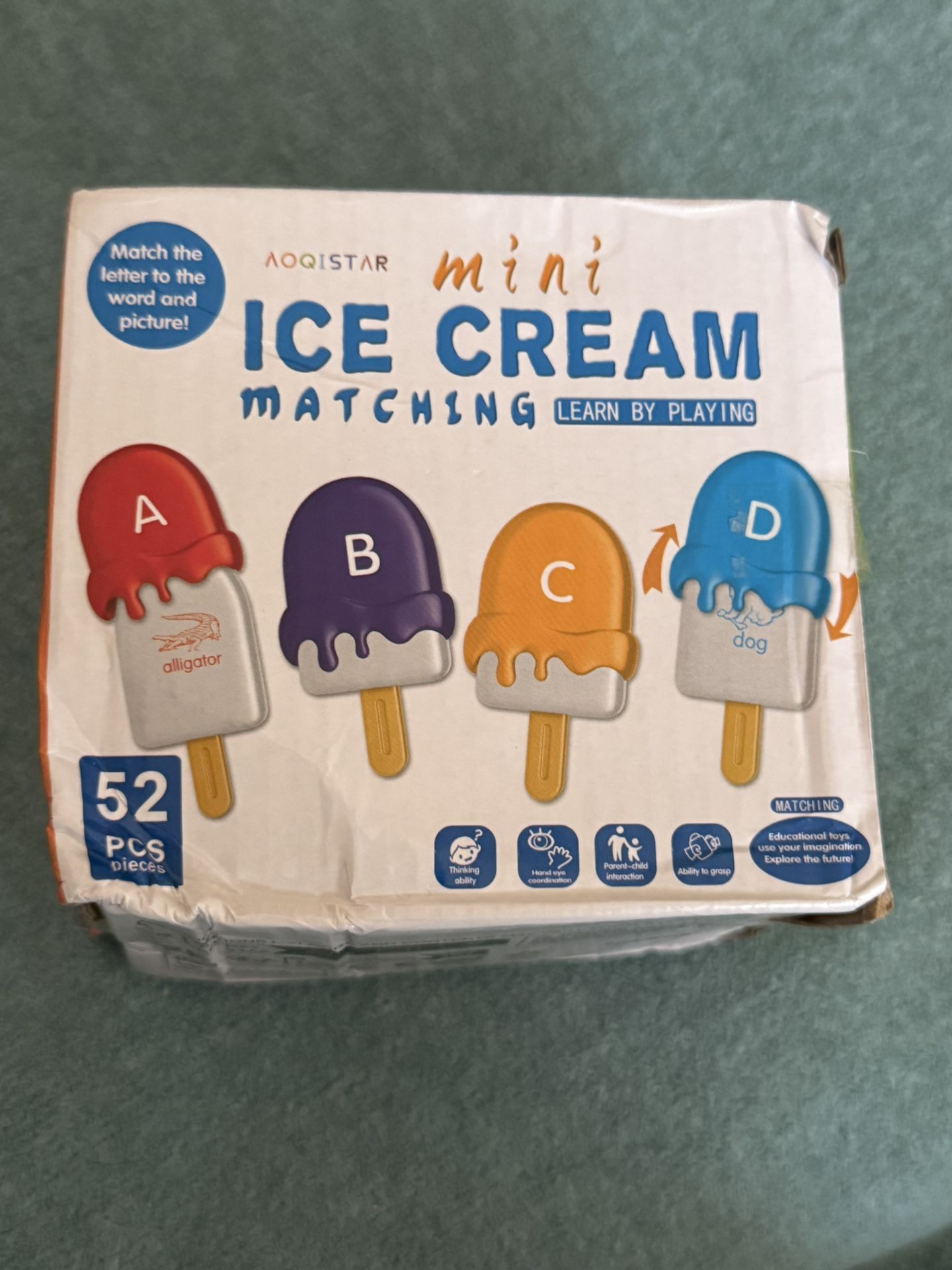 NIB Ice Cream Word Letter Match Game For Kids