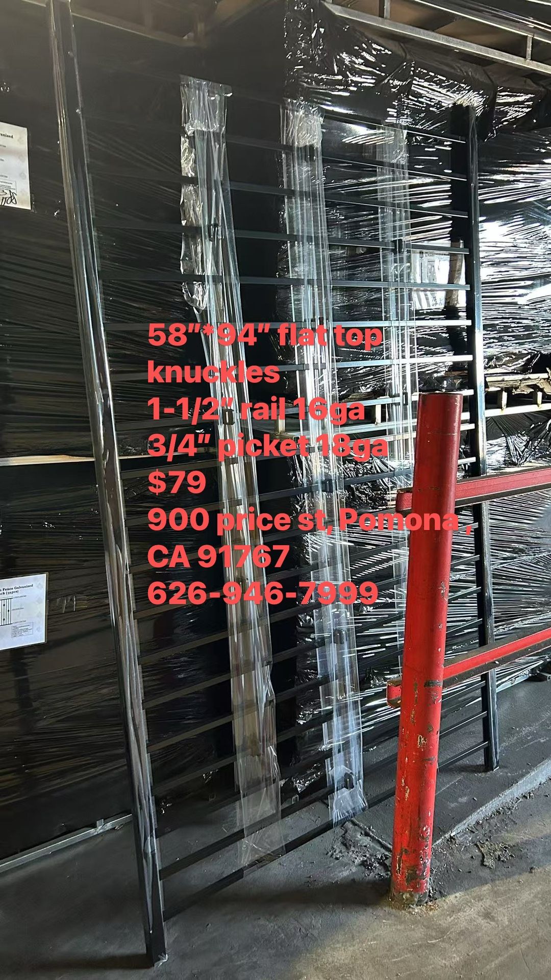 58”*94” flat top knuckles Fence