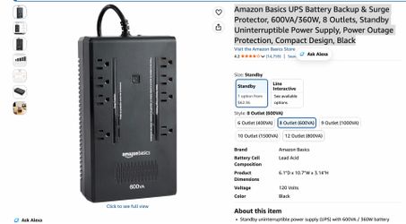 Battery Backup & Surge Protector