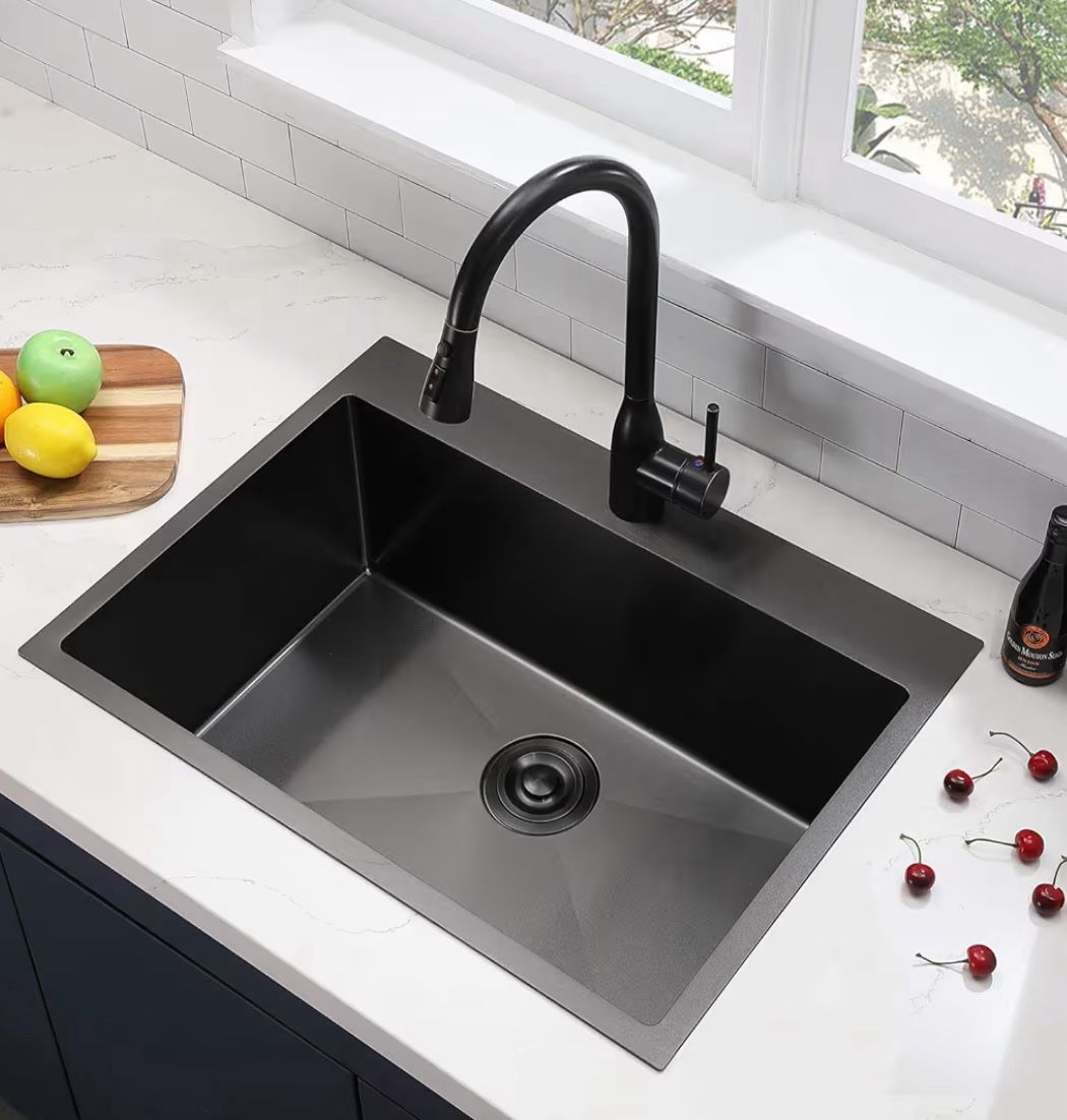 33x22 Black Drop In Kitchen Sink (R07B)