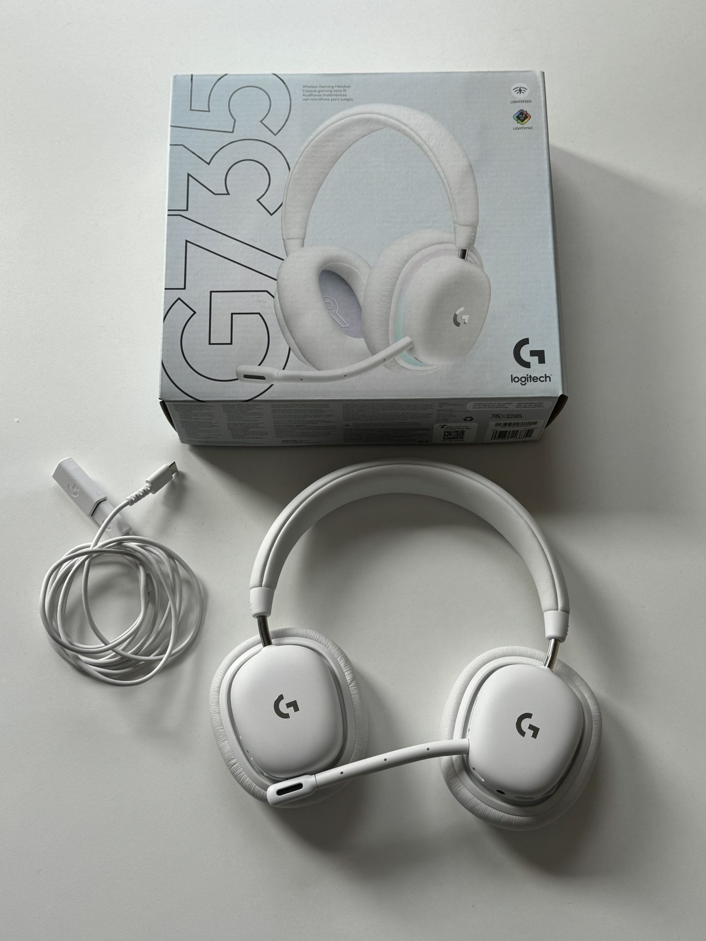 Logitech G735 - Wireless Gaming Headset/Headphones - White - RGB - Mic