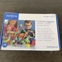 Connectagons Original and Geometry Deluxe Set, 480 Piece Wooden 3D Interlocking