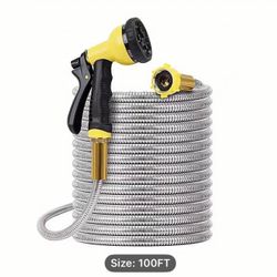100ft stainless garden hose with spray nozzle in Irvine 
