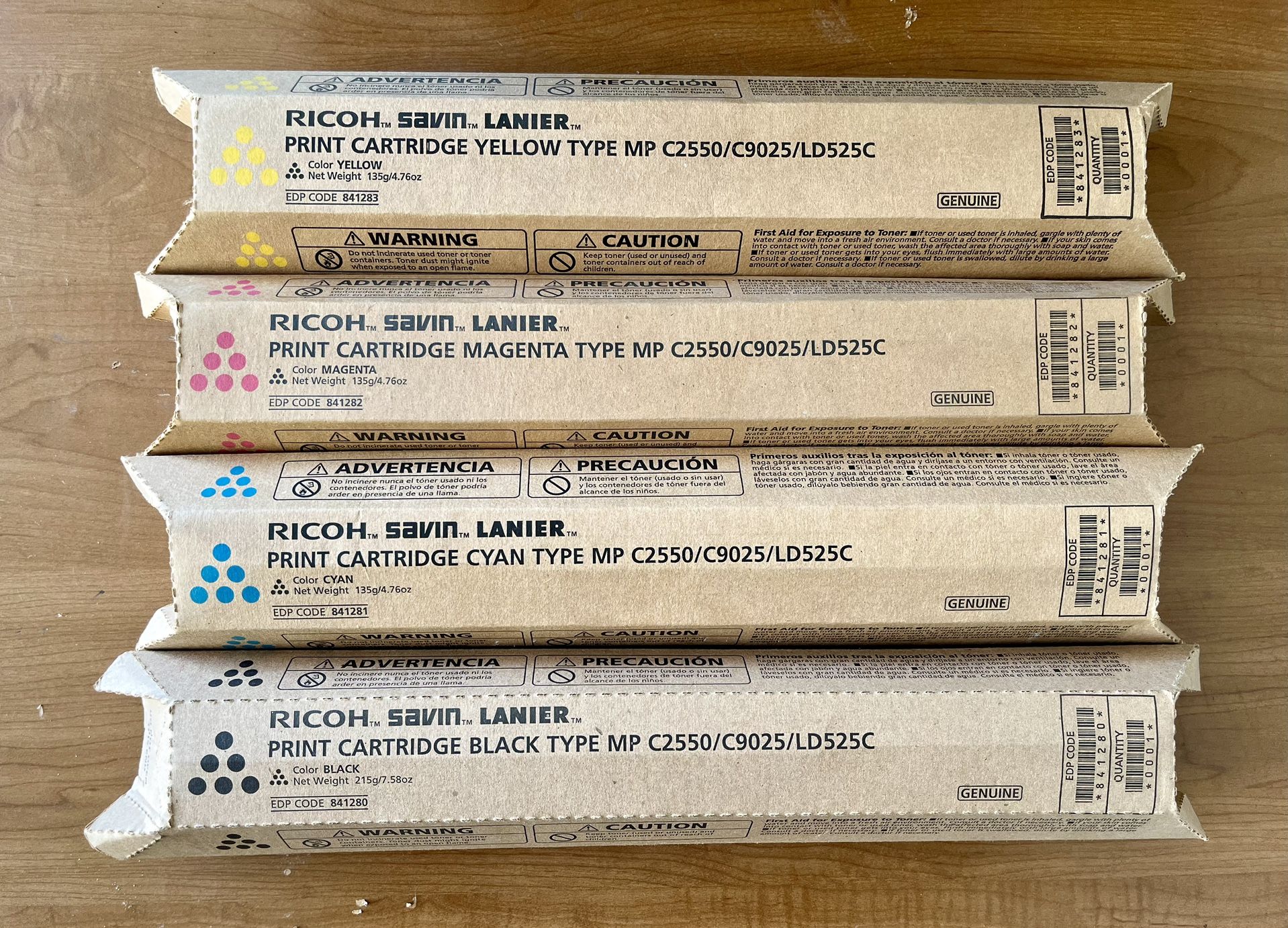 Genuine Ricoh type MP C2550/C9025/LD525C Print Cartridges