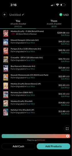 10 card one piece lot