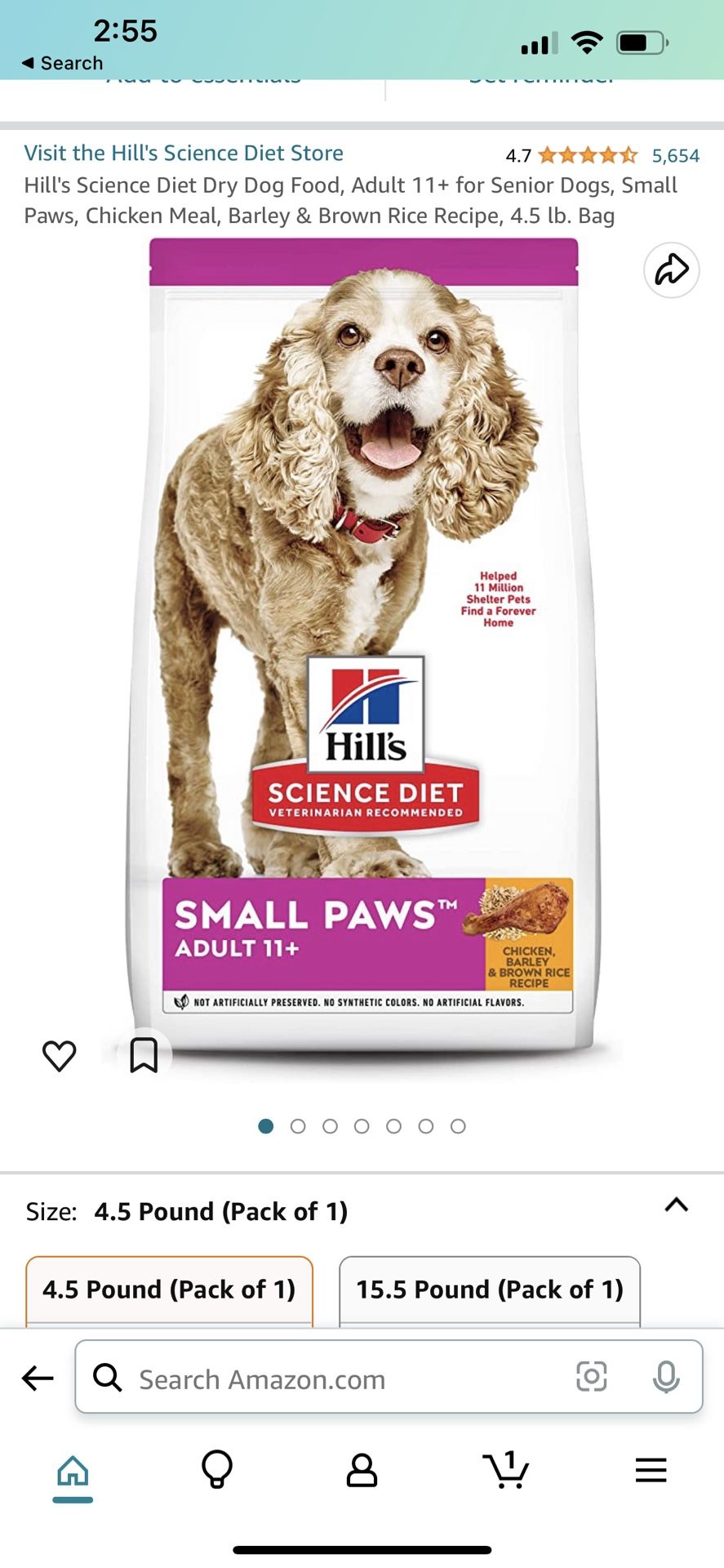 Hills science Diet Senior Dog Food