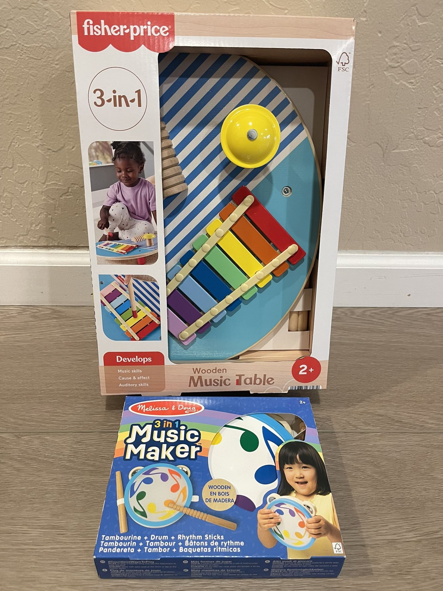 Fisher Price Music Table and Melissa and Doug Music Maker Toddler Toys