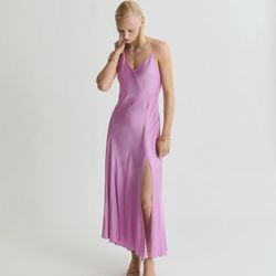 Mango pink satin dress 10