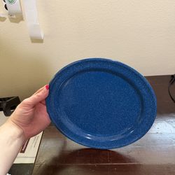 Cinsa Mexico 10.25" Dinner Plate Camp Ware Blue Speckled Outdoor Cookware