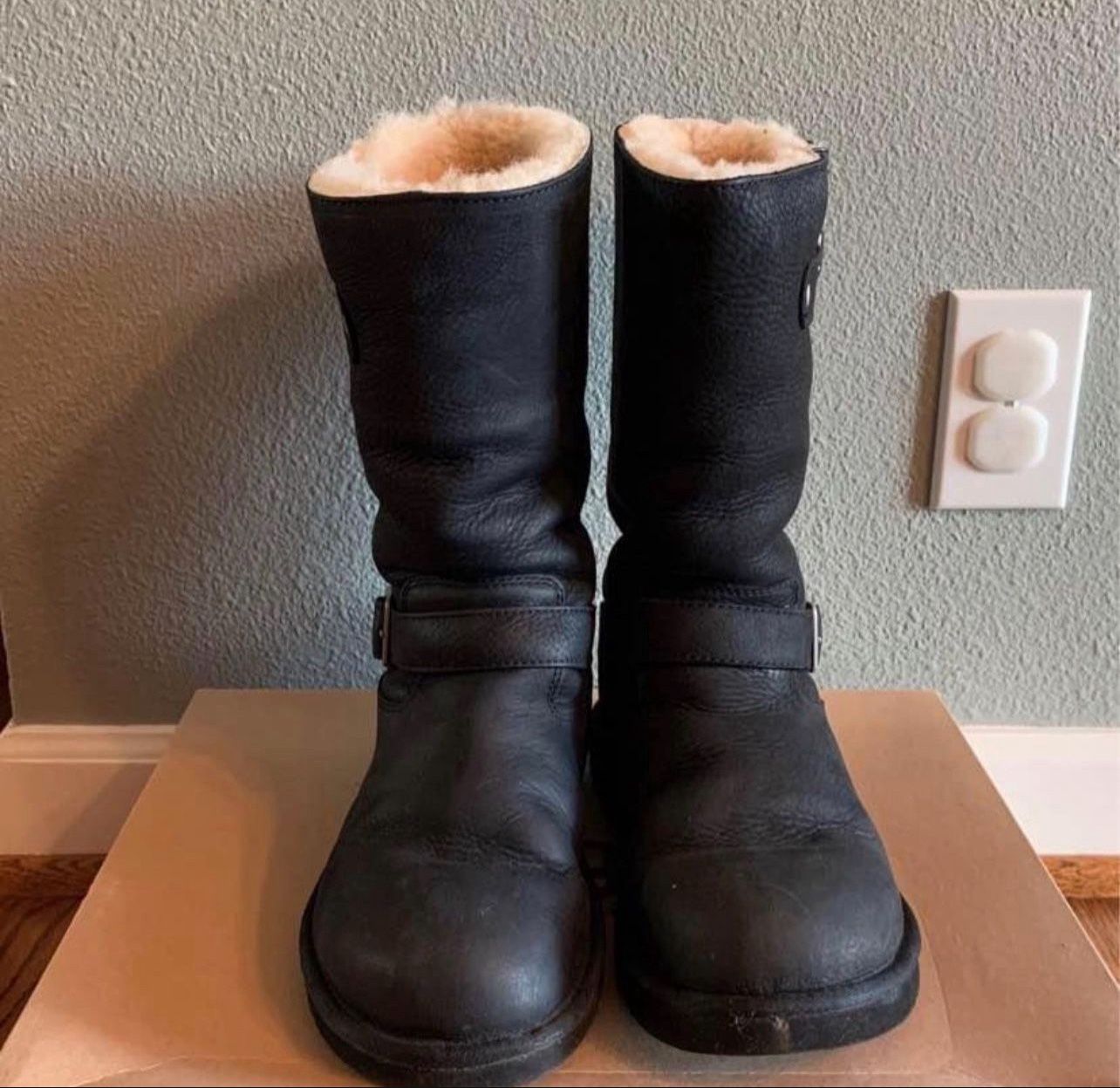 UGG Black Kensington Moto boots