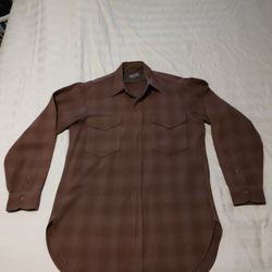 Pendleton Long Sleeve Shirt Mens Large Brown Wool Vintage 1960