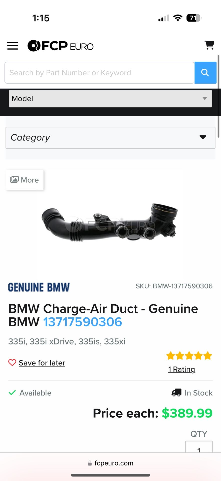 Oem Bmw N54 Charge Pipe 