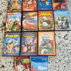 12 Kids DVD Movies and 1 CD Computer Game