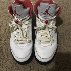 Air Jordan Retro 5s Fire Red Silver Tongue