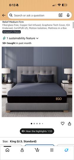 King 10 inch Memory Foam Mattress