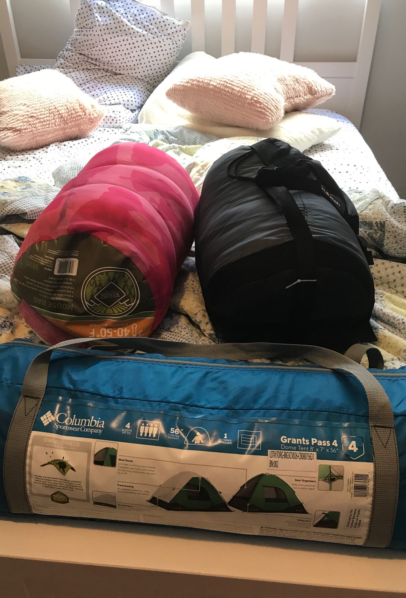 Two sleeping bags and a tent $50