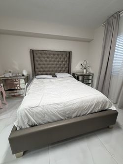 Bed frame and nightstands