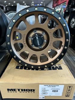 METHOD MR305 17x8 6x139 OFFSET 0mm BRONZE W/MATTE BLK LIP $285 each
