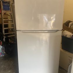 Frigidaire freezer on top white refrigerator