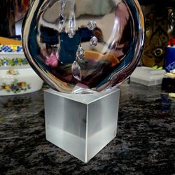 Vintage ULTIMA  CRYSTAL ART Handblown Clear Art Glass Sculpture 9.5" Tall Heavy 