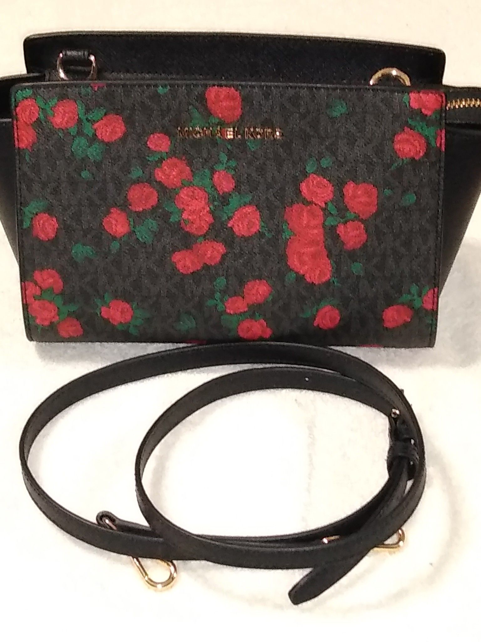 Michael Kors black floral crossbody purse