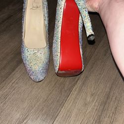 Christian Louboutin Daffodil Silver/Pink Platform Heels Size 40