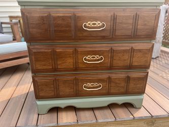 Sage Green Dresser With Pecan Wood Drawers for Sale in Lowell, MA - OfferUp