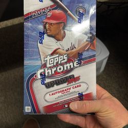 2025 Topps Chrome Update Sealed Hobby Box in hand