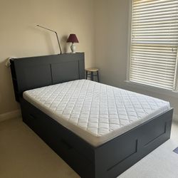 Brimnes Bed Frame With Storage, Headboard, & Mattress- Full
