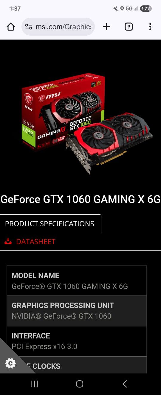 MSI NVIDIA GeForce GTX 1060 6GB