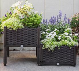 Barton 2-Piece Raised Garden Bed Planter Box with Self-Watering Design and Drainage Holes, Brown

New in box 📦