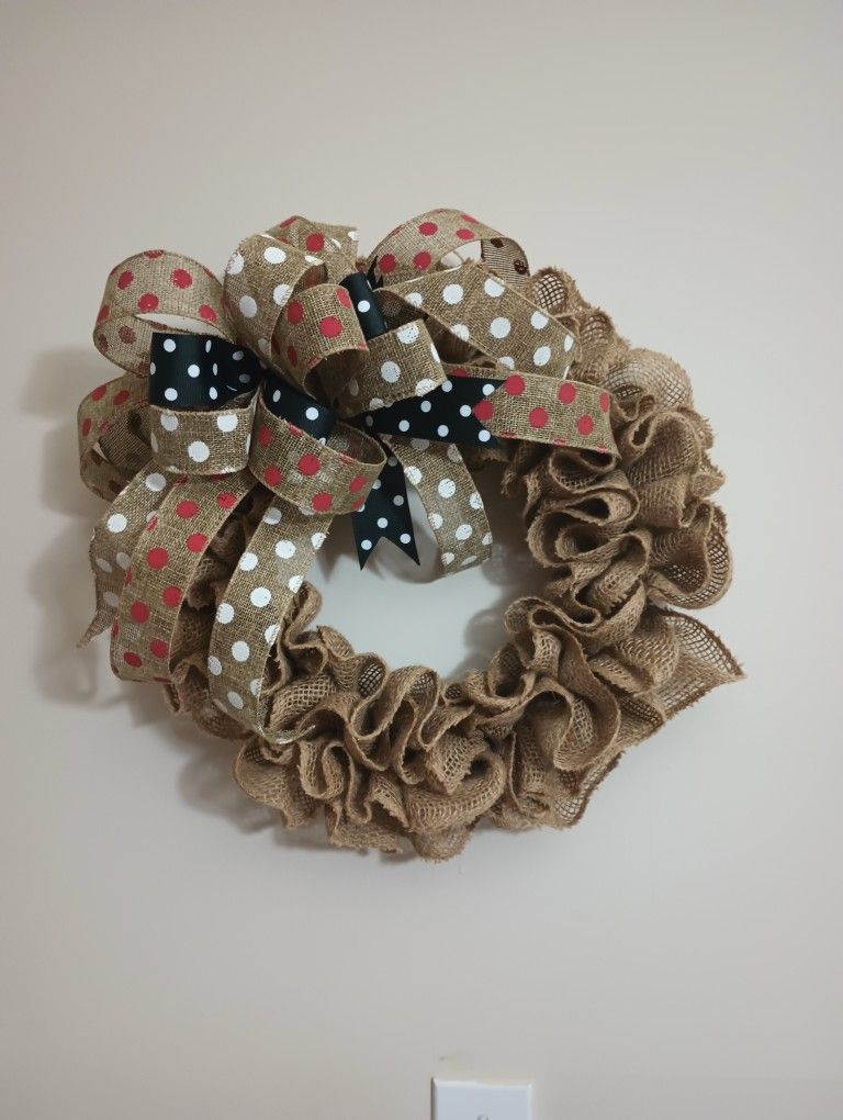 Burlap And ribbon Wreath