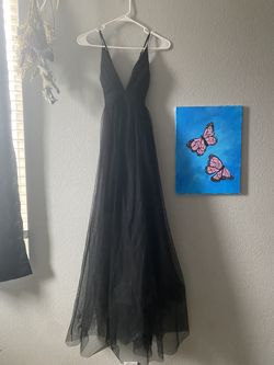 V Cut Black Dress
