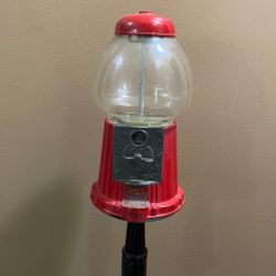 Vintage Carousel Gumball Machine w/ Rare Cast Iron Stand – Metal & Glass 11” Candy Dispenser