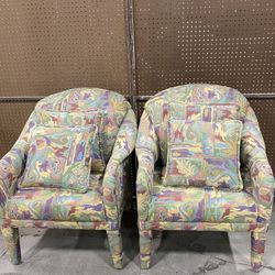 Post Modern Upholstered o Chairs - a Pair