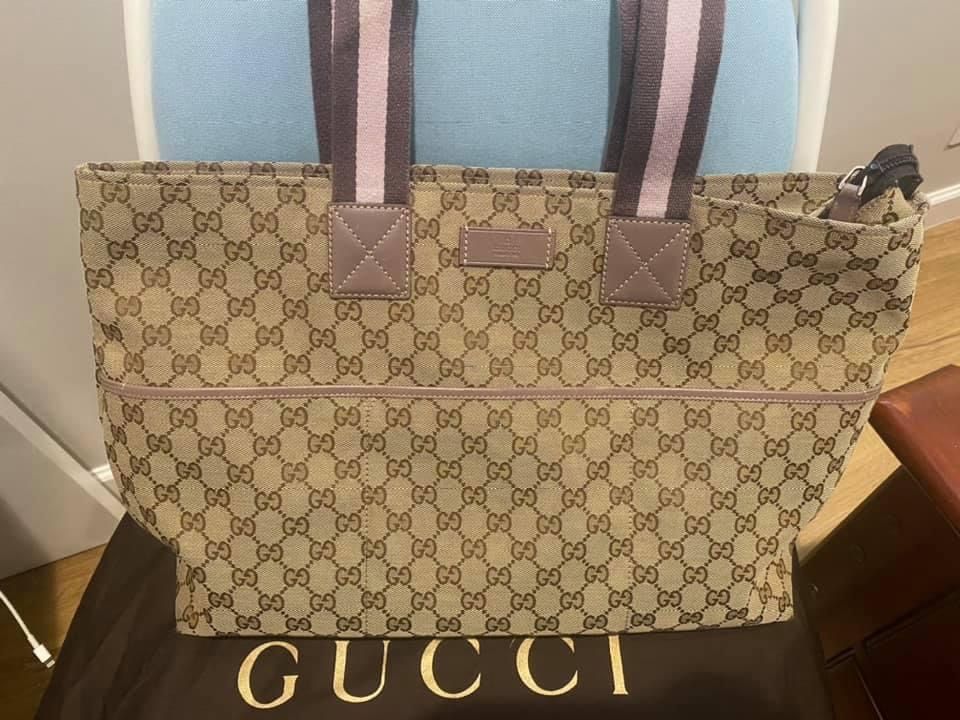 gucci diaper web tote bag