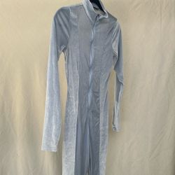 Fashion Nova Velvet Baby Blue Bodysuit