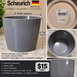 Scheurich German Ceramic Planter – Cold Grey – $15 OBO