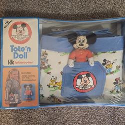 Vintage KTC Knickerbocker Walt Disney Mickey Mouse Club Tote 'N Doll Set