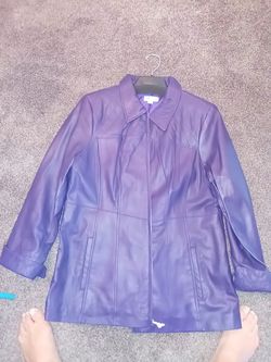 Denim & Company Women's Dark Purple Leather Jacket XL NEW