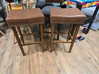 Brown 24.0-in H Counter height Upholstered Wood Bar Stool