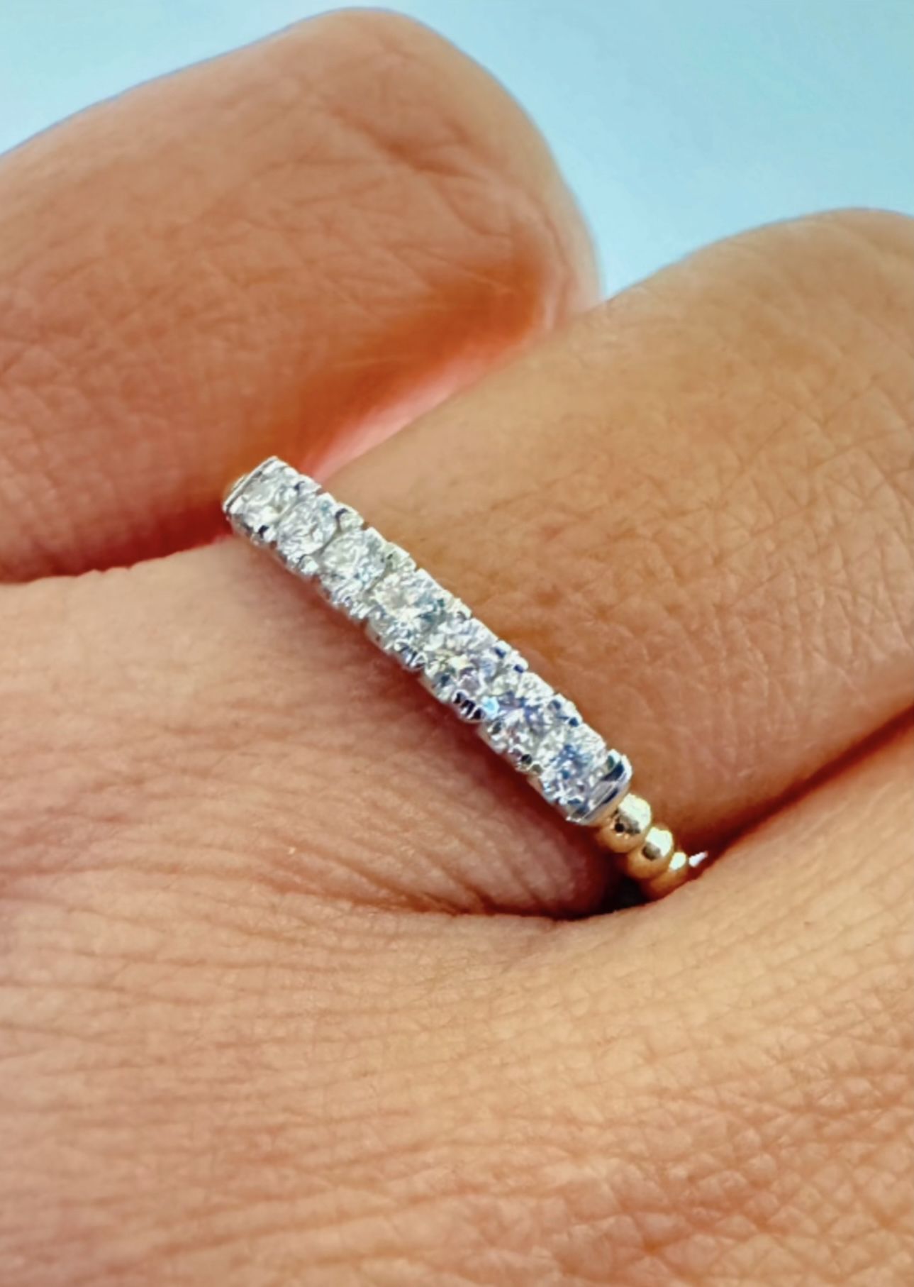 MAGNIFICENT π· NEW 14KT YELLOW & WHITE GOLD ROUND DIAMOND BAND RING ππ